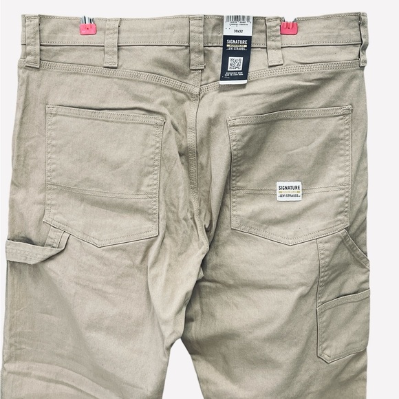 Signature by Levi Strauss Workwear Men’s Carpenter Pants Jeans Beige Size 38x32 - Picture 12 of 15